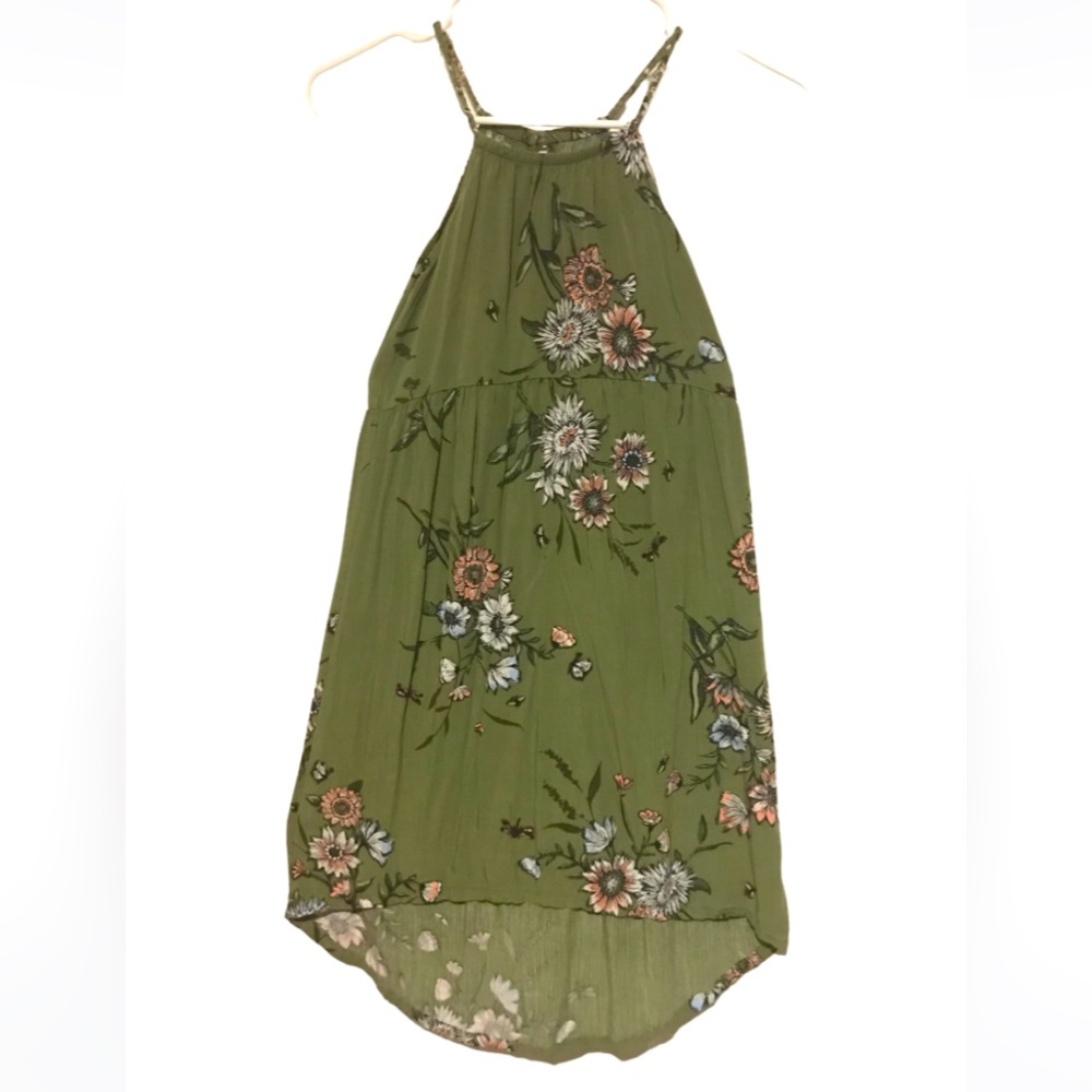 Old Navy Girls Medium Size 8 Olive Green Floral Summer Dress